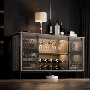 High - End Modern Wooden Wine Cabinet with Glass Doors for Home Living Room & Dining Room Wine Storage-WC-K01