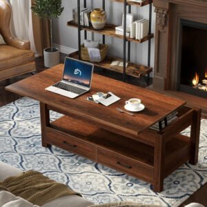 Rustic Wooden Storage Coffee Table | Vintage-Style Living Room Furniture with Drawers for Cozy Interiors-JMJ-CT002
