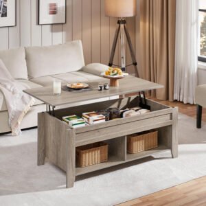 Light Gray Lift-Top Multifunctional Coffee Table | 3-in-1 Storage, Office & Leisure Furniture for Modern Minimalist Living Room-JMJ-CT003