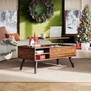 Mid-Century Modern Wooden Storage Coffee Table | Vintage-Style Living Room Centerpiece for Festive & Daily Interiors-JMJ-CT004