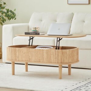 Rattan Lift-Top Multifunctional Coffee Table | Boho-Style Living Room Furniture with Storage for Minimalist Interiors-JMJ-CT006