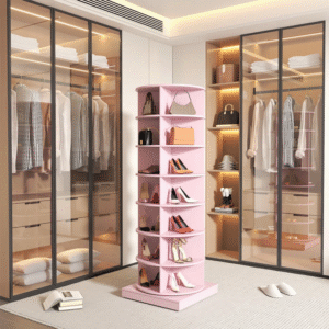 JIAMEIJIA Custom Wholesale High Quality Mall Home Living Room Wooden Pink Rotating Shoe Rack Cabinet-JMJ-S010