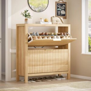 Wholesale Natural Wood Multi-Storage Shoe Cabinet | Bulk Supply for Furniture Retailers-JMJ-S004