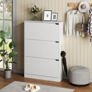 Bulk Wholesale White 3-Drawer Shoe Cabinet | Ideal for Home & Furniture Retailers | Durable & Stylish-JMJ-S007