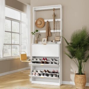 Wholesale Space-Saving Entryway Shoe Cabinet with Hanging Rack | Bulk for Home Retailers | Multi-Use Storage Solution-JMJ-S009