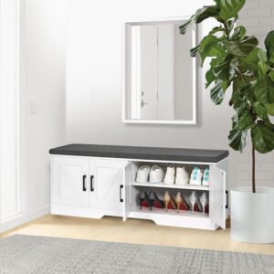 Wholesale Multi-Functional Entryway Shoe Cabinet with Bench | Bulk Supply for Furniture Retailers About This Product-JMJ-S011