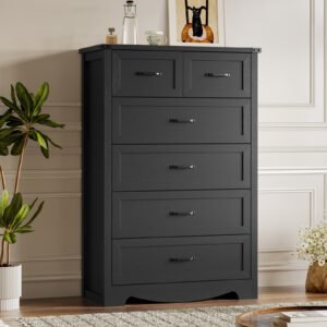 Black 5-Drawer Chest | Modern Industrial Bedroom Storage Cabinet-JMJ-C014