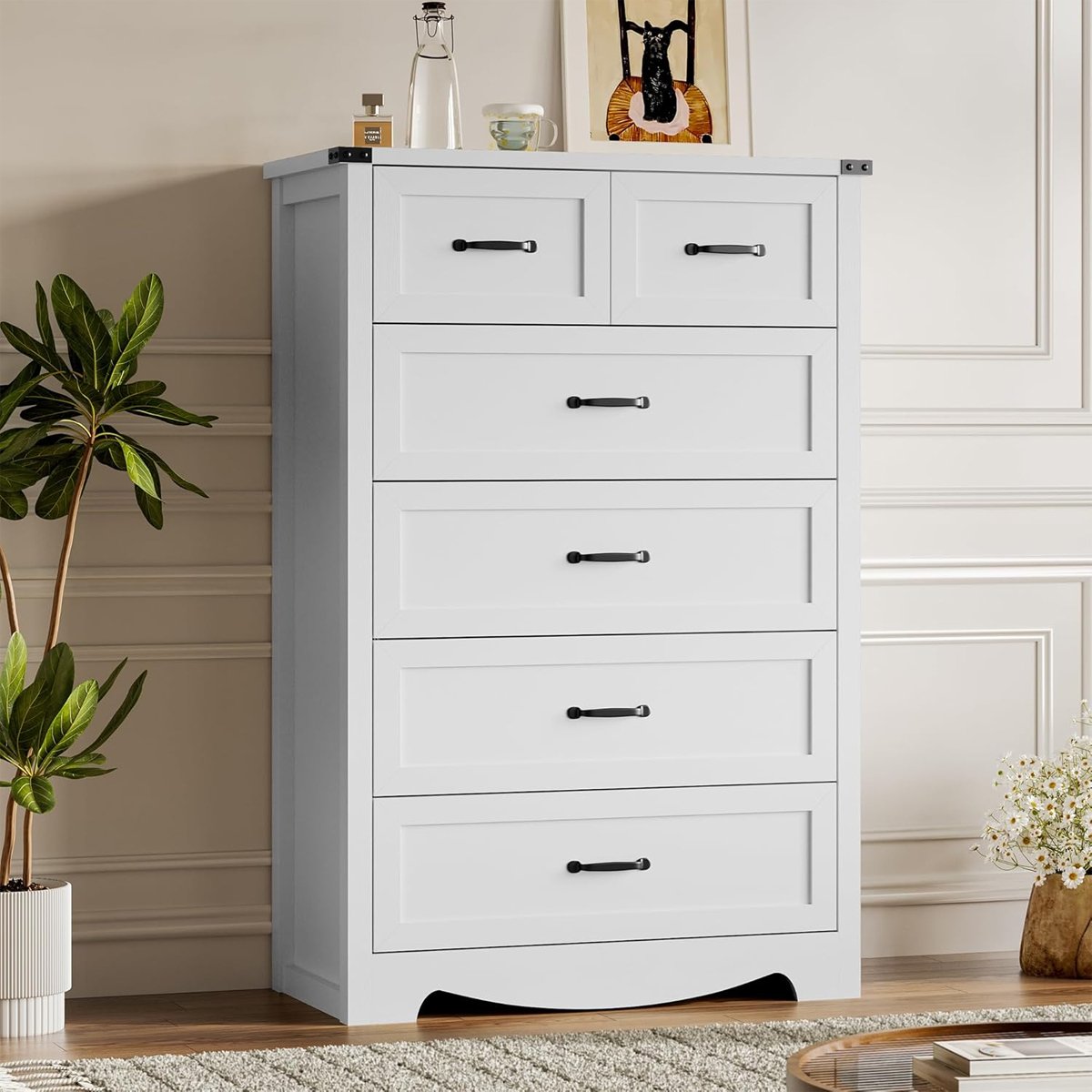 Black 5-Drawer Chest | Modern Industrial Bedroom Storage Cabinet-JMJ-C014