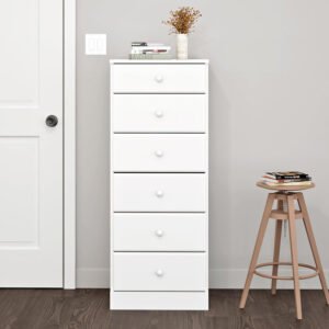 Multi Scene Modern Minimalist 6 Drawer White Wooden Dresser for Retailers Bedroom Living Room Storage Sourcing-JMJ-DR011
