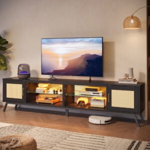 OEM/ODM Supported Dark Wood TV Cabinet with Open Storage | Bulk Order Media Console for Home Entertainment-JMJ-T002
