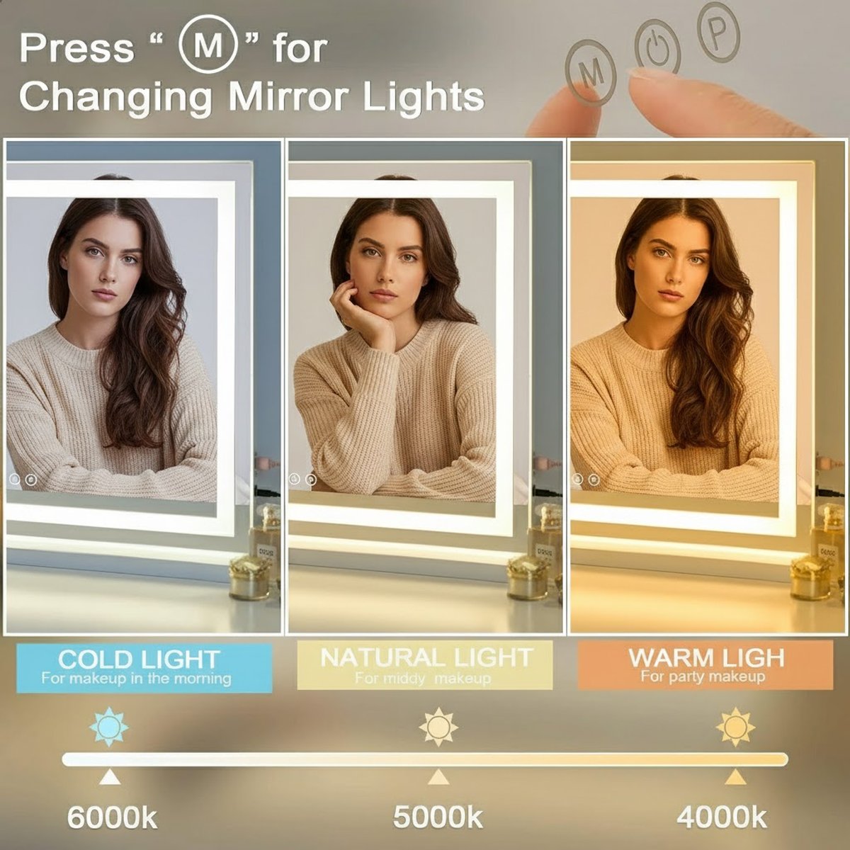 High-end custom wholesale modern luxury home interior LED mirrors-JINGZI-001 - Image 6